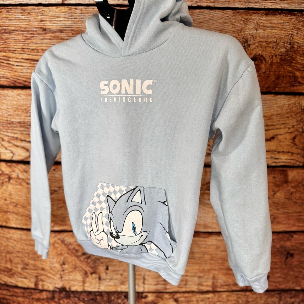 Sonic the Hedgehog Kids Hoodie Youth XL Blue Graphic Pullover Kangaroo Pocketβ - Picture 3 of 8